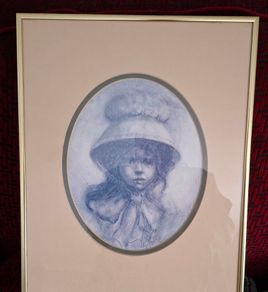 Pencil drawing in bronze frame