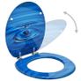 WC Toilet Seats with Lid 2 pcs MDF Blue Water Drop Design Image 7