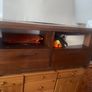 Matching Solid Mahogany TV Unit & Tall Open Shelving Bookcase Set Image 2