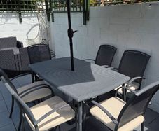 Garden Table and 6 Chairs,Umbrella and Stand