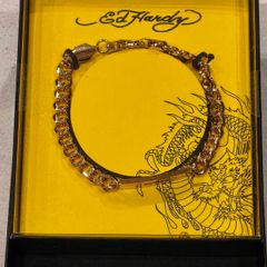 Ed Hardy Scroll Logo Curb Chain Signature Bracelet