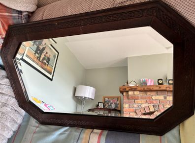 Early 1900s Art Nouveau/ Arts and Crafts Octagonal bevelled glass mirror