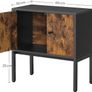 Sideboard, kitchen cabinet with doors, side cabinet, storage cabinet, metal frame, multi-purpose cabinet, cupboard, 60 x 30 x 60 cm, industrial design, vintage brown-black Image 3