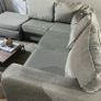 Grey corner sofa with matching footstool Image 2
