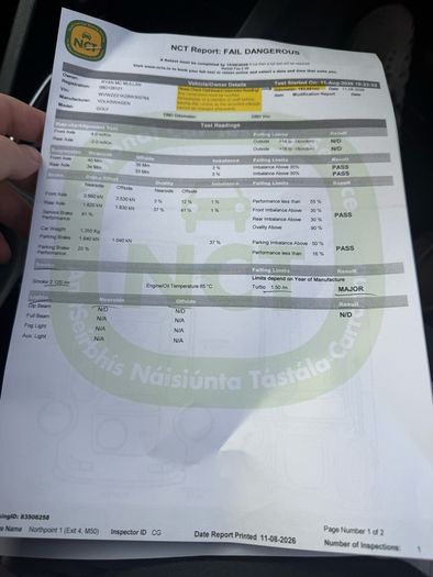VW Golf 1.9TDI - Running/Driving - NCT Fail