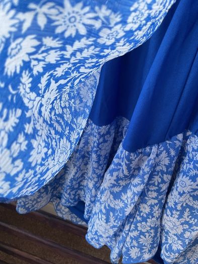 dress Zara blue & white long sleeve frilled detail playsuit medium