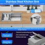 Stainless Steel kitche Sink,50 x 43cm,Inset Kitchen Sink,with Waste Kit,Drain Pipe,Pull-Out Drainer Basket,Suitable for Bathroom,Caravan Travelling Image 7