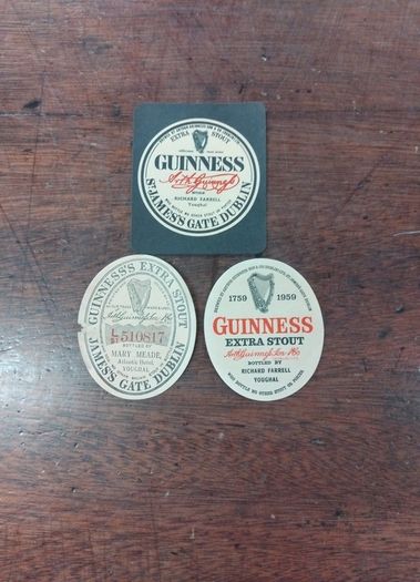 3 Vintage Guinness Youghal Bottle labels