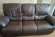 3 seater brown leather sofa