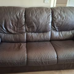 3 seater brown leather sofa