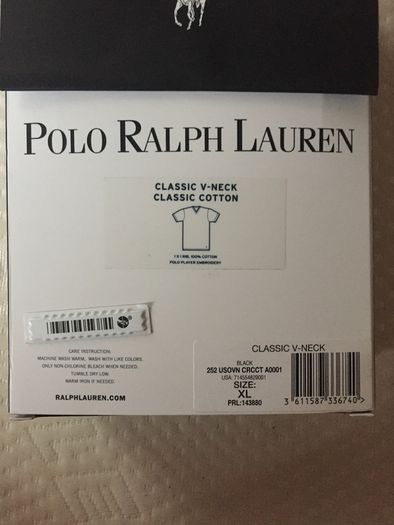 Polo Ralph Lauren Clasic V Neck Cotton Black T Shirt Xl