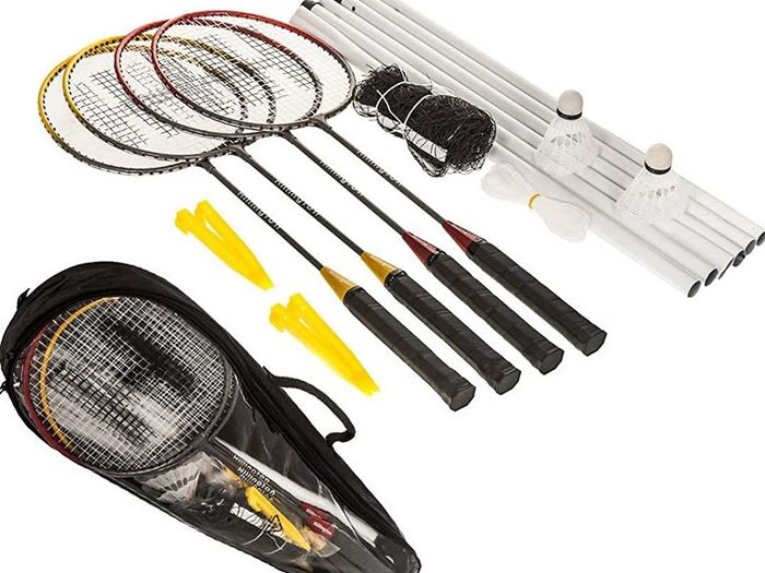 4 Player Badminton Set With Racket Poles & Net Shuttlecock Outdoor Garden Family Game Sport With Carry Bag (free Shipping)