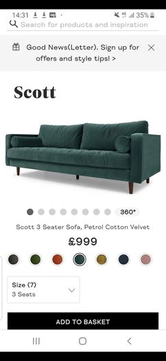Green Velvet Sofa