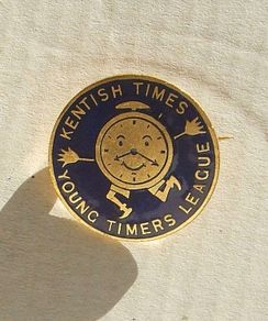 YOUNG TIMERS LEAGUE (Kentish Times newspaper) - children's club membership enamel badge (1930's). Pristine condition.