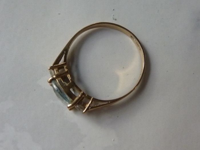 Vintage 9ct Gold Topaz and CZ Trilogy Ring by Charles Lyster and Son, Size P, 1.54g