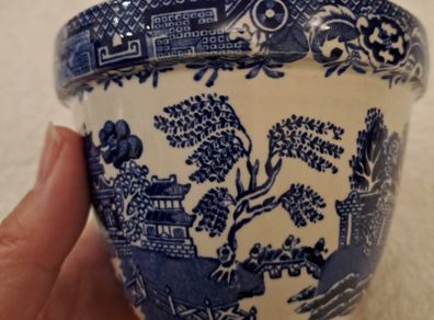 Antique blue and white willow pattern