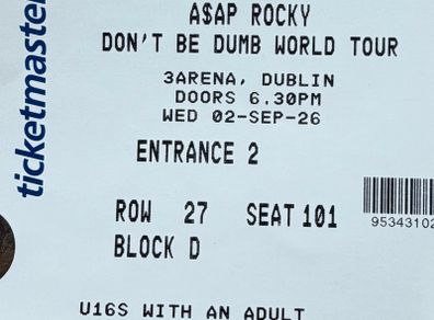 ASAP Rocky Two tickets