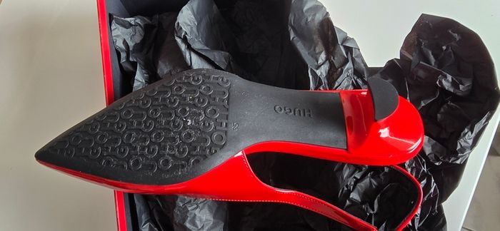 HUGO BOSS Women's Leather Pumps, Alexis Slingback 35P, Red, EU 35, UK 2, US 5