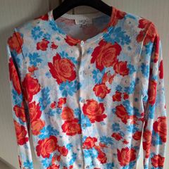 Lands' End Button Up Floral Cardigan