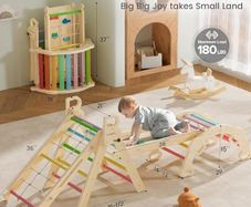 8 in 1 Indoor Triangle Climbing Frame for Toddlers, Foldable Baby Climbing Toys Set, Jungle Gym Montessori Climber for 2-6 Years Old- Rainbow