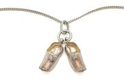 Vintage 925 Sterling Silver Chain &amp; 835 Silver Dutch Clogs Charms