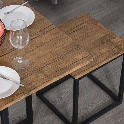 MDF Topped Steel 5-Piece Dining Table w/ 4 Stools Set Black (FREE SHIPPING)