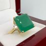 Gold plated Verde Onyx & White Zircon Ring 14K Gold Plated Image 5