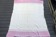 Vintage Pink and Cream Striped Wool Style Blanket Throw Large