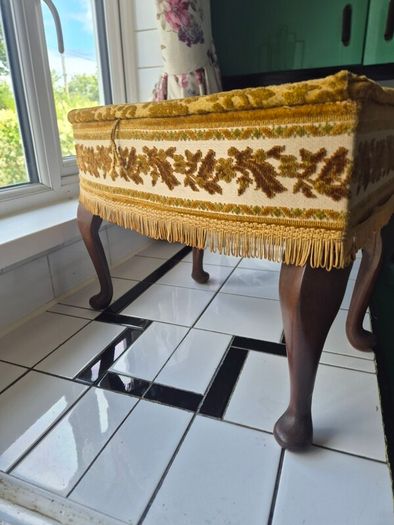 Vintage MidCentury 1950s Tapestry sewing box foorstool