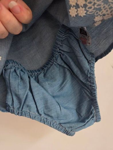 3-6m, With Tags Soft Denim Chambray Dress with Matching Bloomers