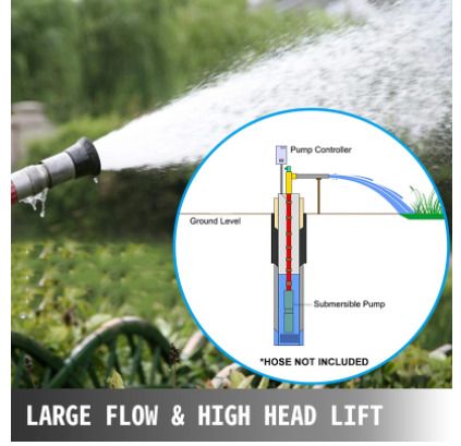 BRAND NEW 4 Inch 0.5HP 25GPM Submersible Deep Well Pump Stainless Steel Water Pump 96L/min 50M Head Garden Agricultural Irrigation