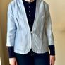 Premium Light Blue Cropped Jacket Vintage Style Minimalist Blazer XL/14 Image 5