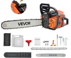 52 cc Gas Chainsaw, 18 inch Gas Powered Chainsaw, 2.4 HP Power Chain Saw with Non-Slip Handle, Gas-Powered Chainsaws with Dual Fuel Tanks, For Wood Cutting, Tree Trimming, and Land Clearing