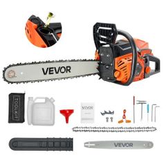 52 cc Gas Chainsaw, 18 inch Gas Powered Chainsaw, 2.4 HP Power Chain Saw with Non-Slip Handle, Gas-Powered Chainsaws with Dual Fuel Tanks, For Wood Cutting, Tree Trimming, and Land Clearing