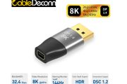 CableDeconn Premium 8K@60Hz/4K@144Hz Mini DisplayPort (Female) to DisplayPort (Male) v1.4 Bi-Directional Gold-Plated/Alloy Adapter (Brand New/Warranty)