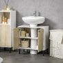 Modern under-sink cabinet metal base double door 60 x 30 x 60 cm - white and wood color Image 6