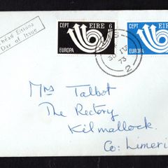 1973 Ireland Europa Commemorative Stamp First Day Cover (FDC) with Inis (Enns) cancel