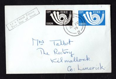 1973 Ireland Europa Commemorative Stamp First Day Cover (FDC) with Inis (Enns) cancel