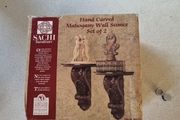 Hand Carved Mahogany Wall Sconce (Set of 2).