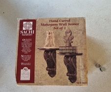 Hand Carved Mahogany Wall Sconce (Set of 2).