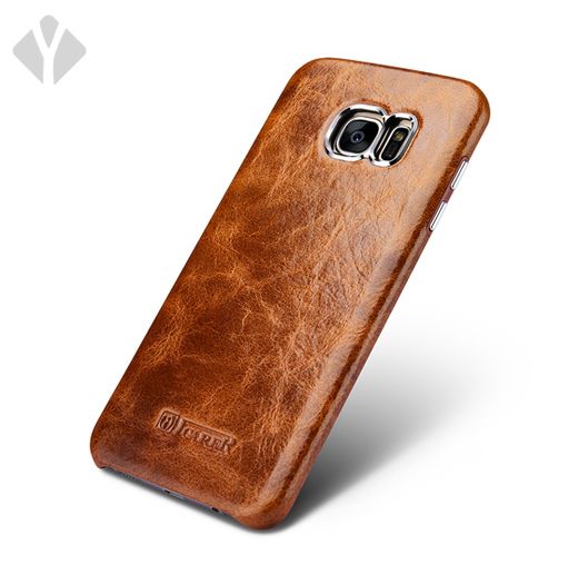 S7 Edge Vintage Oil Wax Leather Back Cover