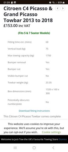 citroen c4 grand picasso tow bar