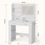 Dressing Table with LED Mirror, Vanity Desk with 3 Lighting Colours Mirror and Power Strip, Makeup Table Storage Set for Bedroom with 2 Drawers, 9 Open Shelves and Hair Dryer Holder, White Image 2