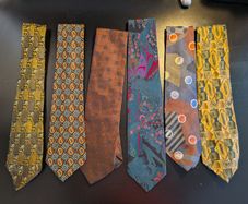 MENS VINTAGE TIES x6 Paisley Geometric Patterned Polyester Retro Tie Bundle
