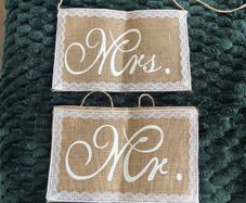 Mr & Mrs burlap signs
