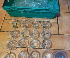 wedding glass bundle, small mixed and 17 champagne coups