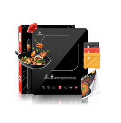 KESSER induction Hob Induction Hob 1 Plate 2100W Portable 28cm + 3x Microfibre Cloth + 1x Recipe Book