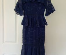 Navy Lace Tiered Midi Dress Size 6