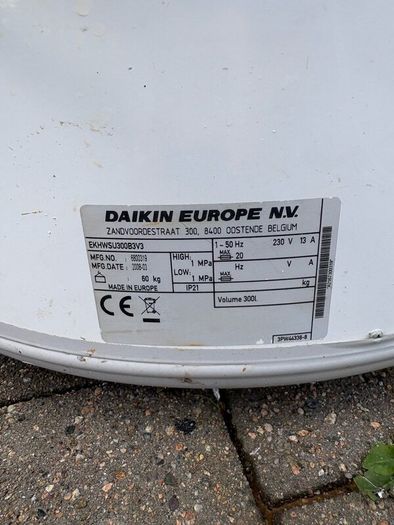 Daikin Altherma  300ltr hot water Cylinder.