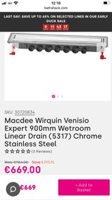 Stainless Steel Wetroom Shower Gully 900mm